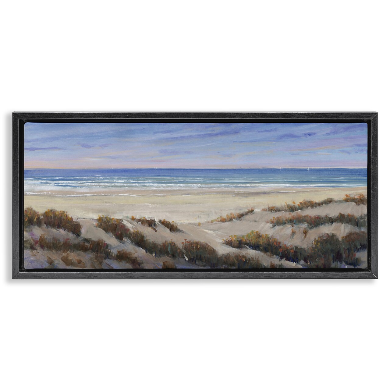Stupell Industries Grassy Beach View Floater Framed Canvas Wall Art Design by Regina Moore